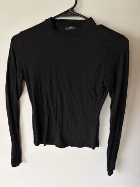 SHEIN Black Long Sleeve Slim Mock Neck Top